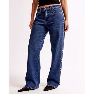 Abercrombie & Fitch Curve Love Studded Dark Wash Jeans